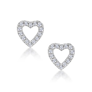 Stellato Diamond Heart Earrings in 9K White Gold