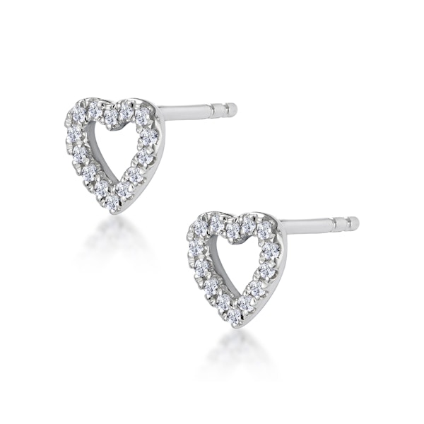 Stellato Diamond Heart Earrings in 9K White Gold - Image 2