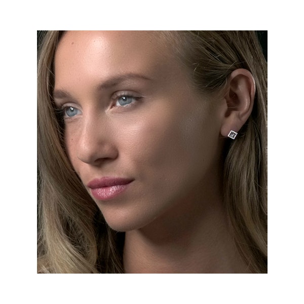 Diamond and Stellato Black Diamond Squares Earrings in 9K White Gold - Image 3