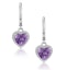 Stellato Amethyst and Diamond Pave Heart Earrings in 9K White Gold - image 1