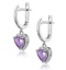 Stellato Amethyst and Diamond Pave Heart Earrings in 9K White Gold - image 2