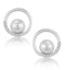Stellato Circle and Pearl Diamond Earrings in 9K White Gold - image 1