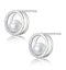 Stellato Circle and Pearl Diamond Earrings in 9K White Gold - image 2