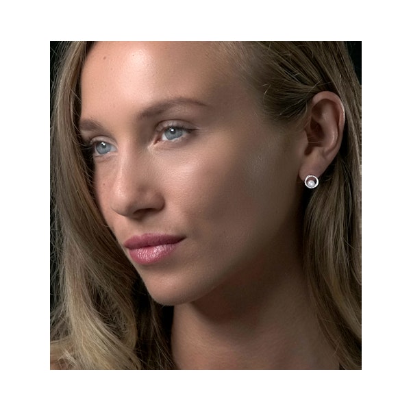 Stellato Circle and Pearl Diamond Earrings in 9K White Gold - Image 3