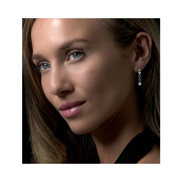 Stellato Collection Drop Diamond Heart Earrings in 9K White Gold - Image 3