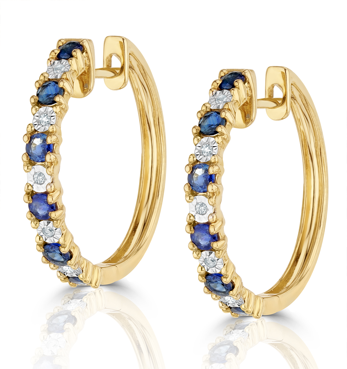 Sapphire and diamond hoop earrings clearance