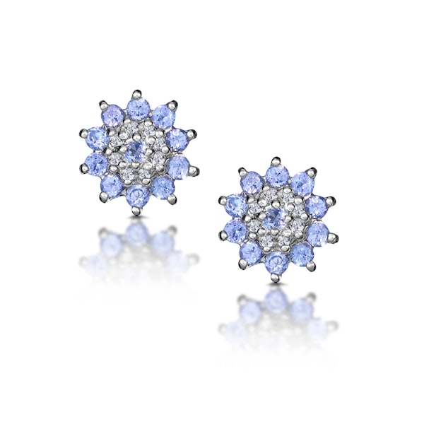 Tanzanite 0.52CT And Diamond 9K White Gold Earrings - Image 1