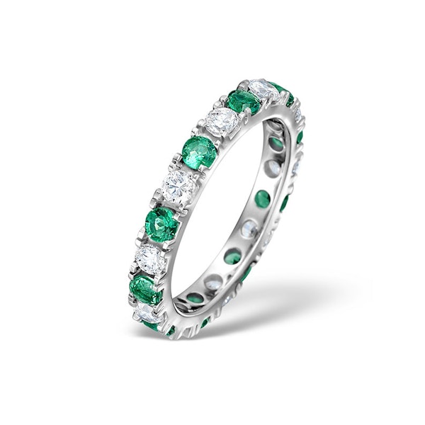 Emerald 1.10ct H/SI Diamond Platinum Eternity Ring Item HG20-422GJUS - Image 1