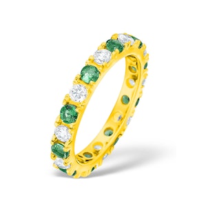 Poppy 18K Gold Emerald 0.70ct and H/SI 2CT Diamond Eternity Ring
