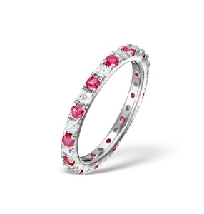 Ruby 0.80ct And H/SI Diamond 18KW Gold Eternity Ring HG20-322TJUY