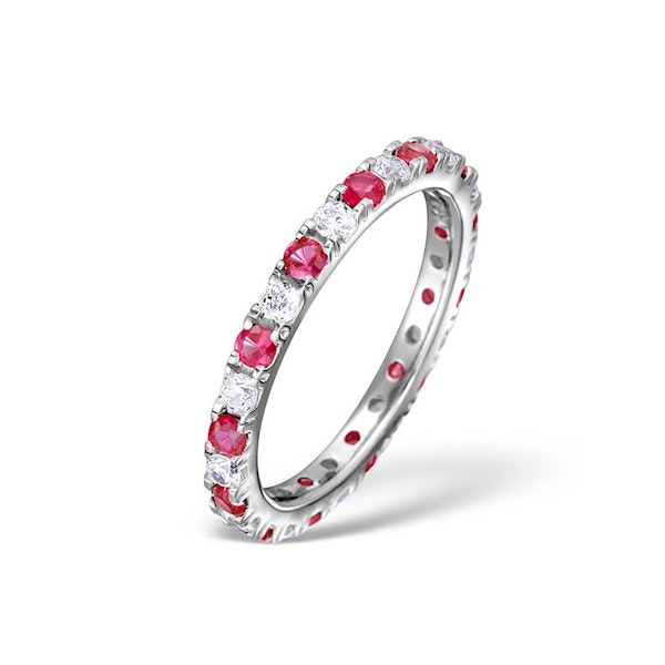 Ruby 0.80ct And H/SI Diamond 18KW Gold Eternity Ring HG20-322TJUY - Image 1