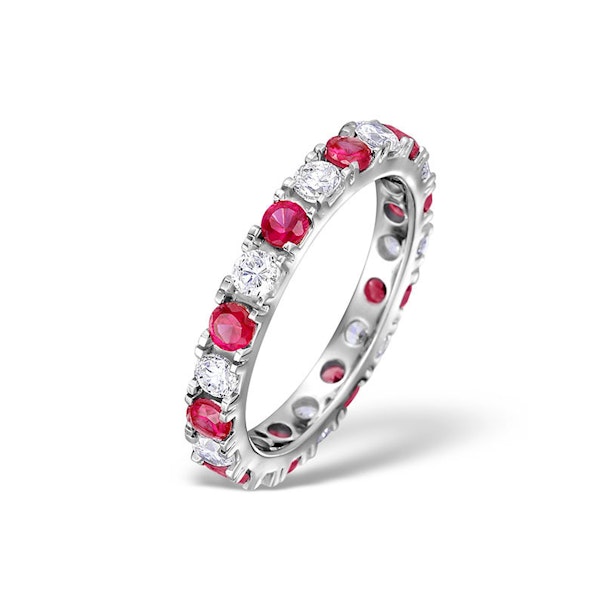 Ruby 1.50ct H/SI Diamond Platinum Eternity Ring Item HG20-422TJUS - Image 1