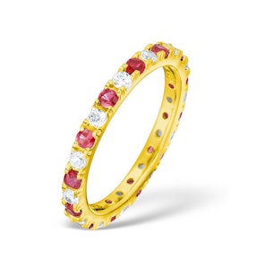 Poppy 18K Gold Ruby and H/SI 1CT Diamond Eternity Ring HG20-322TJUA