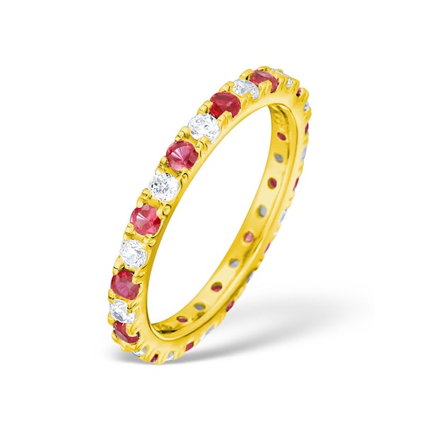 Poppy 18K Gold Ruby and H/SI 1CT Diamond Eternity Ring HG20-322TJUA - Image 1