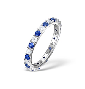 Sapphire 0.90ct And G/VS Diamond Platinum Eternity Ring
