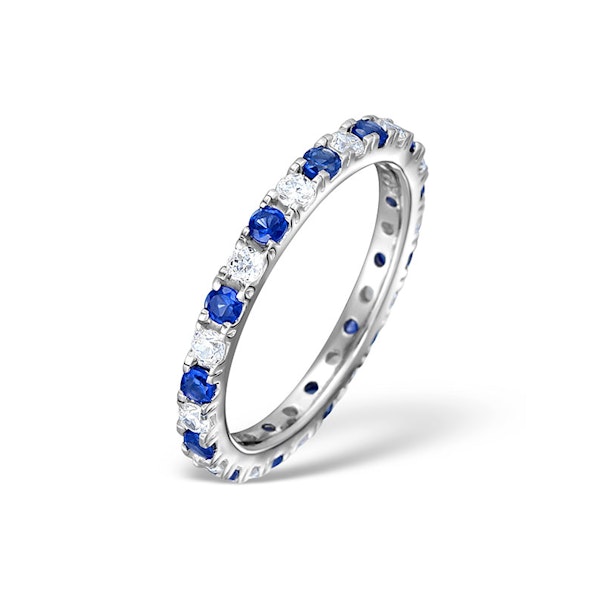 Sapphire 0.90ct H/SI Diamond 18KW Gold Eternity Ring Item HG20-322UJUY - Image 1