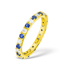 Poppy 18K Gold Sapphire 0.70ct and H/SI 1CT Diamond Eternity Ring