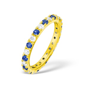 Poppy 18K Gold Sapphire 0.70ct and H/SI 1CT Diamond Eternity Ring