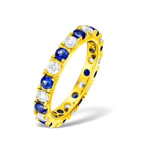 Poppy 18K Gold Sapphire 0.70ct and H/SI 2CT Diamond Eternity Ring