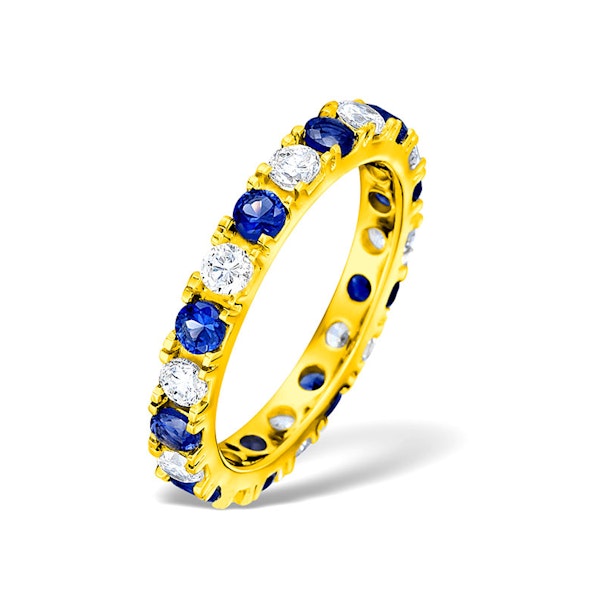 Poppy 18K Gold Sapphire 0.70ct and H/SI 2CT Diamond Eternity Ring - Image 1