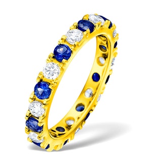 Poppy 18K Gold Sapphire 0.70ct and H/SI 2CT Diamond Eternity Ring