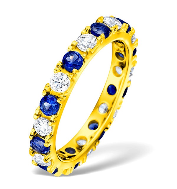 Poppy 18K Gold Sapphire 0.70ct and H/SI 2CT Diamond Eternity Ring - image 1