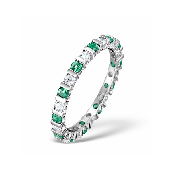 Emerald 0.70ct And H/SI Diamond 18KW Gold Eternity Ring HG36-322GJUY - Image 1