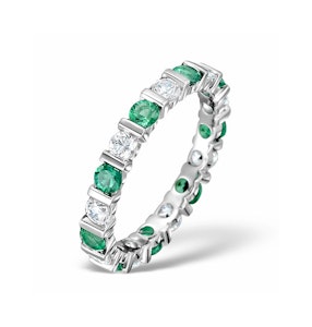 Emerald 1.10ct And H/SI Diamond 18KW Gold Eternity Ring HG36-422GJUY