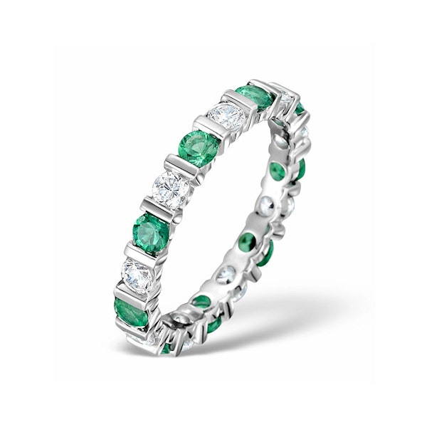 Emerald 1.10ct And H/SI Diamond 18KW Gold Eternity Ring HG36-422GJUY - Image 1