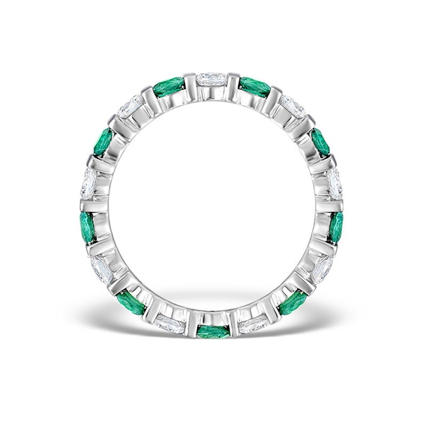 Emerald 1.10ct And H/SI Diamond Platinum Eternity Ring - Image 2