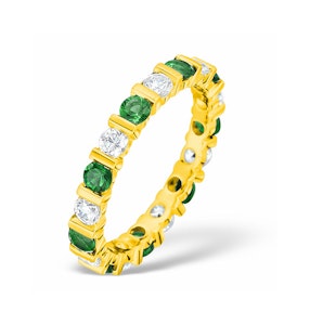 Hannah 18K Gold Emerald 0.70ct and G/VS 2CT Diamond Eternity Ring