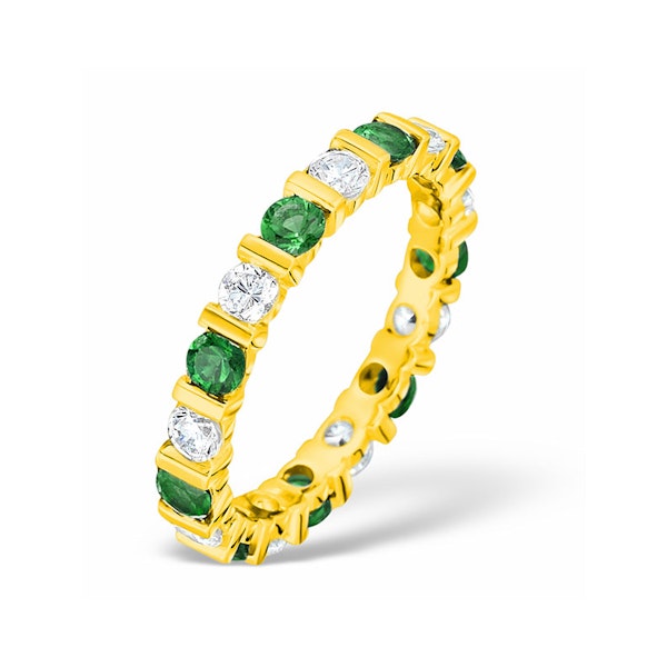 Hannah 18K Gold Emerald 0.70ct and G/VS 2CT Diamond Eternity Ring - Image 1