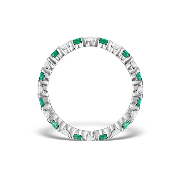 Emerald 0.70ct And H/SI Diamond Platinum Eternity Ring - Image 2