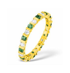 Hannah 18K Gold Emerald 0.70ct and H/SI 1CT Diamond Eternity Ring