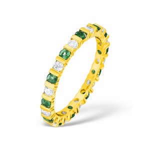 Hannah 18K Gold Emerald 0.70ct and H/SI 1CT Diamond Eternity Ring