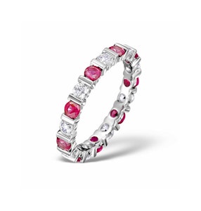 Ruby 1.50ct And H/SI Diamond 18KW Gold Eternity Ring HG36-422TJUY