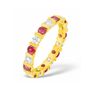 Hannah 18K Gold Ruby 0.70ct and H/SI 1CT Diamond Eternity Ring