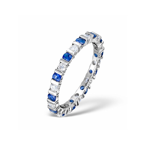 Sapphire 0.90ct And H/SI Diamond 18KW Gold Eternity Ring HG36-322UJUY - Image 1