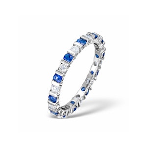 Sapphire 0.90ct And H/SI Diamond 18KW Gold Eternity Ring HG36-322UJUY