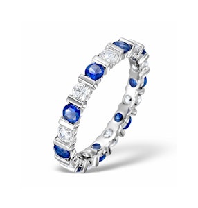 Sapphire 1.70ct And G/VS Diamond 18KW Gold Eternity Ring HG36-422UXUY