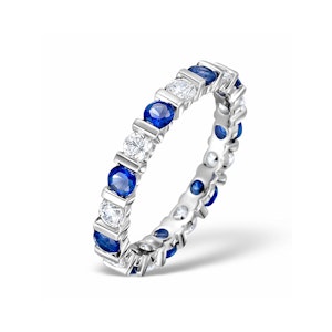 Sapphire 1.70ct And G/VS Diamond Platinum Eternity Ring