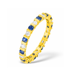 Hannah 18K Gold Sapphire 0.70ct and H/SI 1CT Diamond Eternity Ring