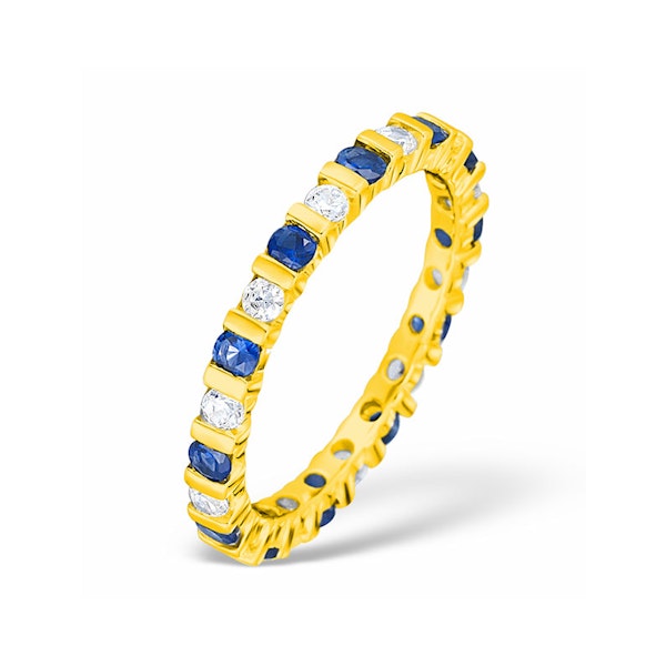 Hannah 18K Gold Sapphire 0.70ct and H/SI 1CT Diamond Eternity Ring - Image 1