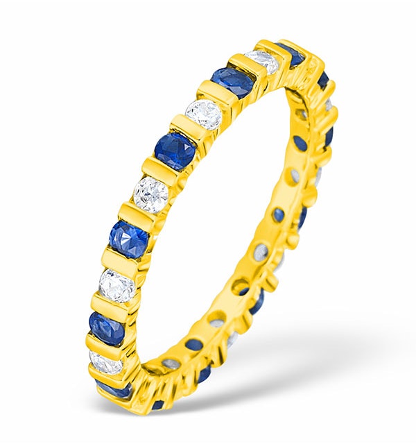 Hannah 18K Gold Sapphire 0.70ct and H/SI 1CT Diamond Eternity Ring - image 1