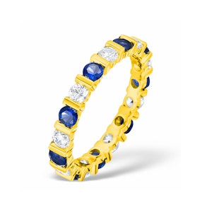 Hannah 18K Gold Sapphire 0.70ct and G/VS 2CT Diamond Eternity Ring
