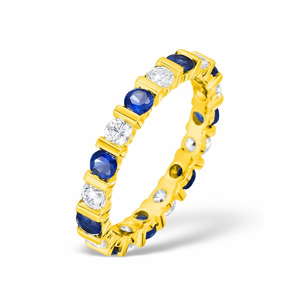 Hannah 18K Gold Sapphire 0.70ct and G/VS 2CT Diamond Eternity Ring - Image 1