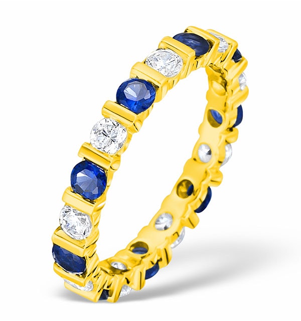 Hannah 18K Gold Sapphire 0.70ct and H/SI 2CT Diamond Eternity Ring - image 1