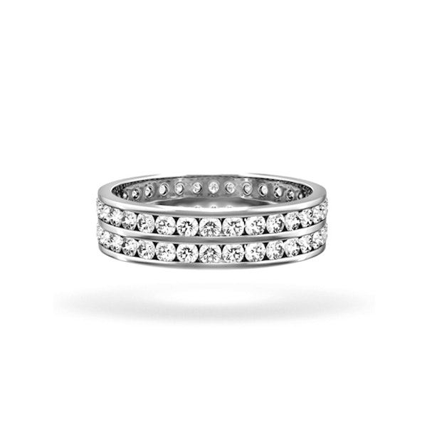 Mens 1ct H/Si Diamond 18K White Gold Full Band Ring - Image 2