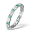 Emerald 0.60ct And H/SI Diamond 18KW Gold Eternity Ring - image 1