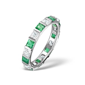 Emerald 1.20ct And G/VS Diamond 18KW Gold Eternity Ring
